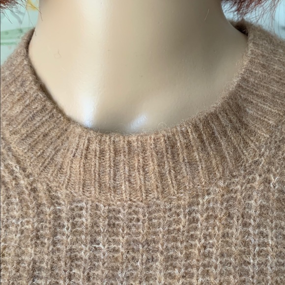 Babaton Oversize Caramel Oatmeal Alpaca Blend Sweater with Belt - Picture 4 of 13